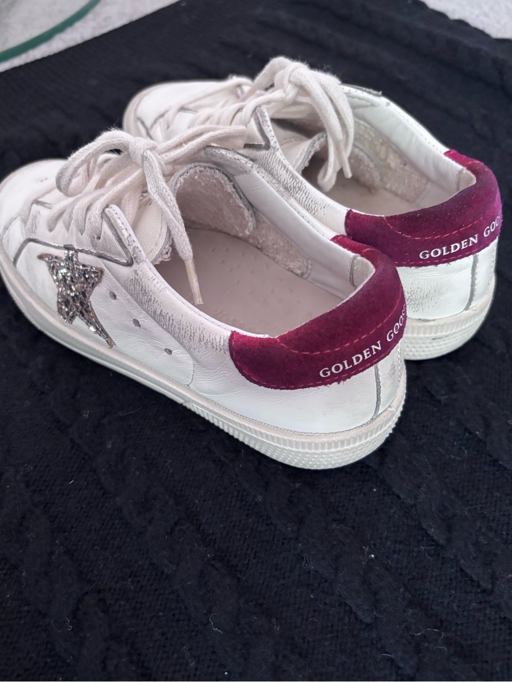 Golden Goose Kids May Sneakers White Leather Purple Suede Glitter Star Sz 30(13) - Picture 5 of 10